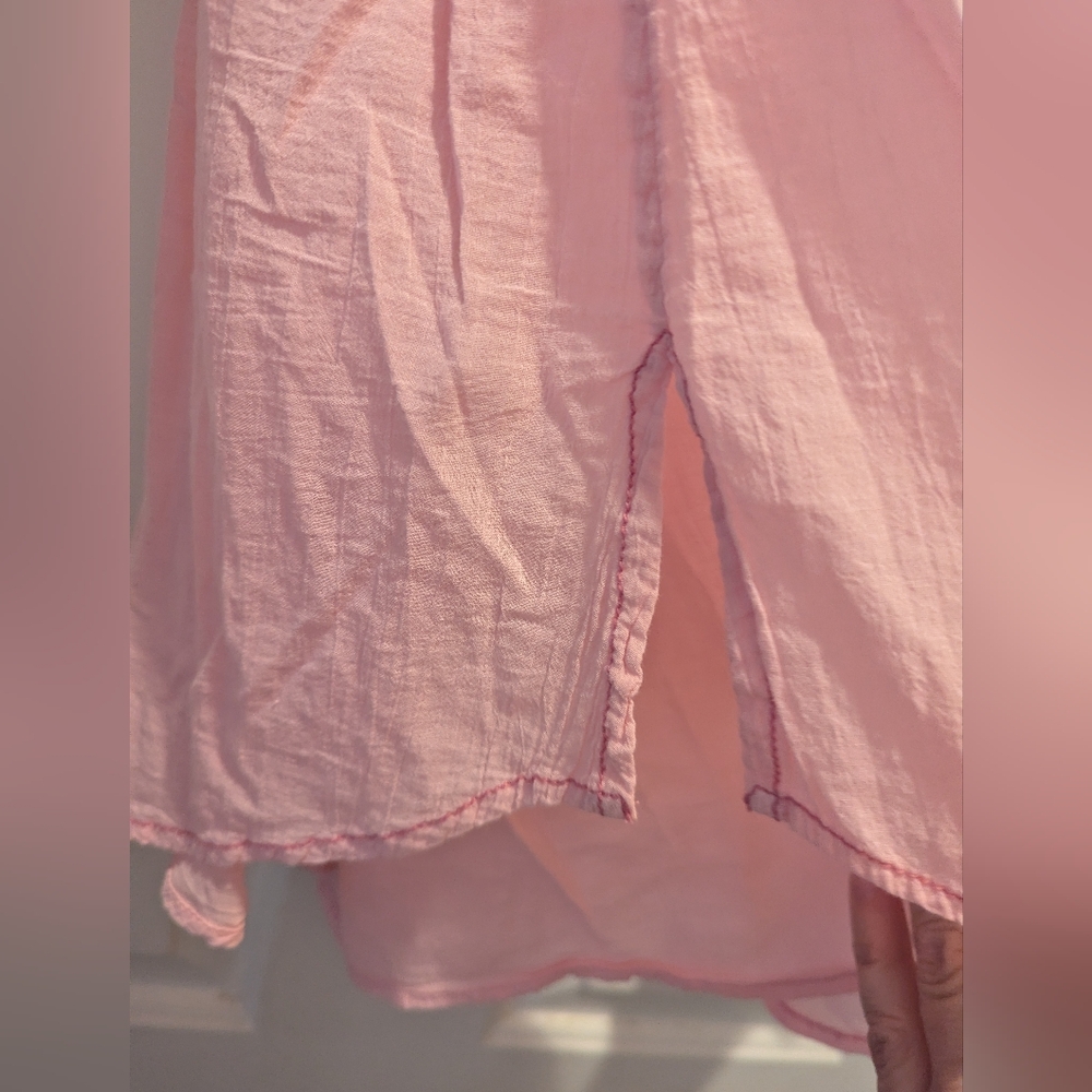 We the Free Soft Pink Float Away Gauzy Cotton Button Up Blouse Size Small EUC - Picture 6 of 8